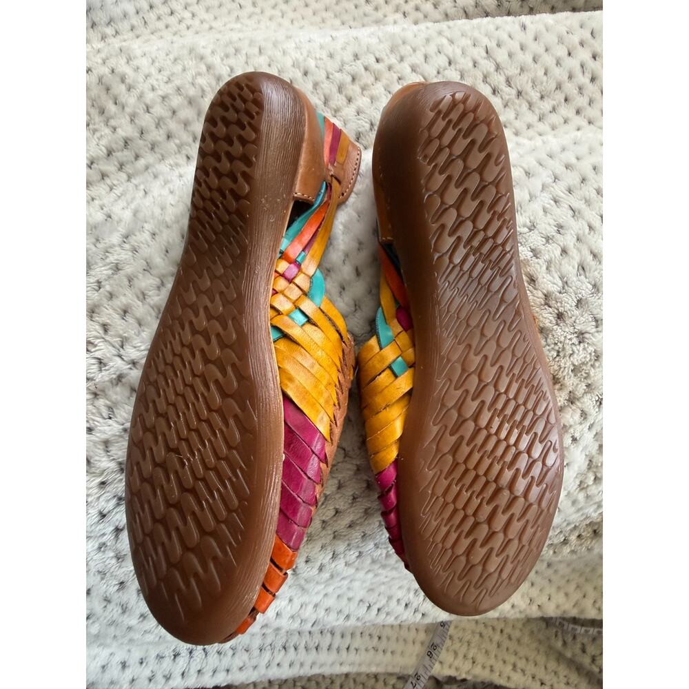 Women's Authentic Mexican Huarache Flats Leather Rainbow Slip On; Size 5 - Picture 3 of 5